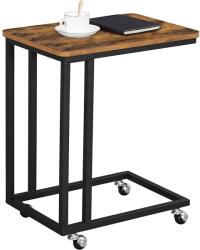 VASAGLE Rusztikus Ipari tervezésű kis asztal görgőkön, dohányzóasztal 50 x 55 x 35 cm (LNT50X) - bontour