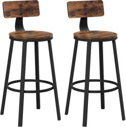 VASAGLE Magas bárszék háttámlával 2 db-os szett, 73 cm magas ülés, barna/fekete (LBC026B01V1)