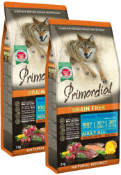  Primordial Prémium kutyaeledel kacsa & pisztráng 24 kg (2 zsák) - felnőtt kutyáknak