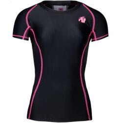 Gorilla Wear - Carlin Compression Short Sleeve Top - Női Póló - Fekete/rózsaszín