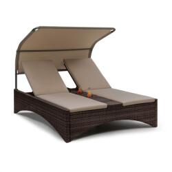 Blumfeldt Eremitage Double Lounger, kétszemélyes napozóágy, alumínium / rattan, barna (GDW20-Eremitage DouG) (GDW20-Eremitage DouG)