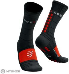 Compressport Pro Racing Winter Run zokni, fekete/nagy kockázatú piros (T3 (EU 42-44))