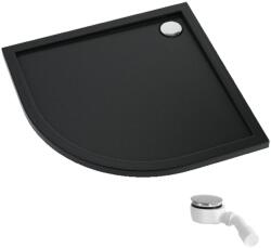 Schedpol Caspar New Black Mat cădiță de duș semicirculară cu sifon 80x80 cm negru 3.2333/C/MG (32333CMG)