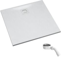 Schedpol Majestic White Stone cădiță de duș pătrată cu sifon 80x80 cm alb 3.3500/B/ST-M6/B (33500BSTM6B)