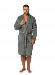 Envie Férfi fürdőköpeny Elegant flanel fleece szegéllyel, szürke, M/L (EN-M-NW24/25-020030076-020261-M/L)