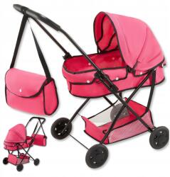 Happy Kiddo Mély babakocsi összecsukható mózeskosárral, gumi kerekekkel, nagy és könnyű (SN85273 AN01)