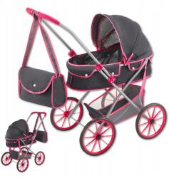 Happy Kiddo Mély babakocsi összecsukható mózeskosárral, gumi kerekekkel, nagy és könnyű (SN85275 AN01)