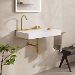 Hansgrohe Avalegra AquaUnit 780/475 SolidSurface mosdó szálcsiszolt bronz mosdórendszerrel, balos/fehér 22473140 (22473140)
