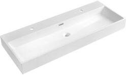 SAPHO Aquatic öntött márvány duplamosdó két csaplyukkal 120x46 cm, fehér AT120-2 (AT120-2)