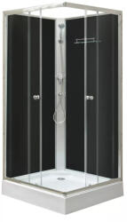 Leziter Cabină de duș pătrată neagră Polo Black II 90x90 cm cu cădiță de duș (POLOBII-90)
