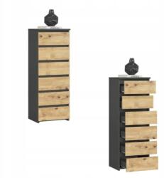 AKORD Komód szekrény 40 cm CL6 6 fiókos grafit-artisan Akd (OP0LCL6SZARART001)