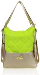 ZELLIA női válltáska/hátizsáká alakítható 22199 lemon zöld-arany - matt - steppelt - (ZLK-22199-38982071)