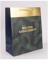  Papírtasak karácsonyi, zöld fenyőág minta 11x14cm