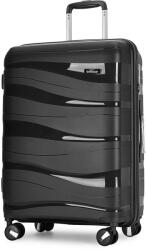 BONTOUR "flow" 4-kerekes bőrönd tsa számzárral, l méretű 76x51x31 cm, fekete (130643-Black) - vasbutor