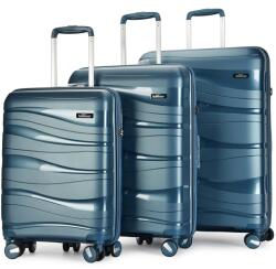 BONTOUR "flow" 4-kerekes bőrönd szett, tsa-számzár, jégkék (130640-IceBlue)