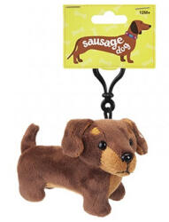  Plüss tacskó, kulcstartó 10 cm-es - barna