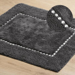  Chic pamut fürdőszobaszőnyeg kristályokkal Acélszürke 60x90 cm