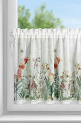  Amarílisz mintás modern vitrázs függöny Fehér 60x150 cm