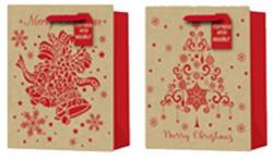  Ajándéktasak 180X230 Mm Karácsonyifa Motívum, Harang Mix, Piros, Natúr