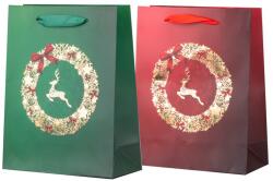  Ajándéktasak 180X230 Mm Koszorú Motívum Őzikével Mix, Zöld, Piros