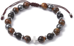  Tigrisszem Hematit Kereszt (K108) Csúszócsomós Ásvány Karkötő Csukló átmérő: ~5, 3-8, 6cm