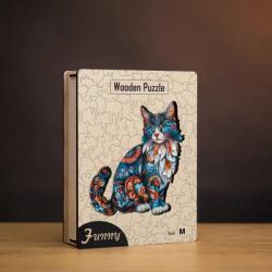 Színpompás cica fa puzzle L Prémium fa doboz