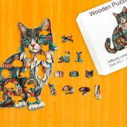Színpompás cica fa puzzle L Papír doboz
