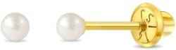 Bebe Gold Cercei din Aur 14K pentru Copii, model Clasic cu Perla de Cultura 3.5-4 mm, inchidere cu Filet si Protectie