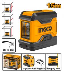INGCO Aparat de Masura Nivel cu Laser , pana la 18m, Autonivelare, Functii Orizontal Vertical, Magnet