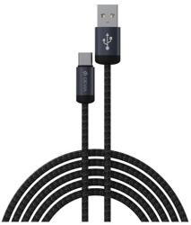 DEVIA gracious adatkábel (usb - type-c, 10w, gyorstöltő, 100cm, cipőfűző) fekete (EC649)