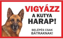  Kutya Harap tábla - Inox, lézervágott 10x15cm - NÉMET JUHÁSZ