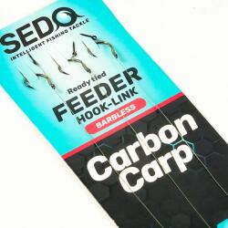 SEDO Carbon Carp Feeder Barbless- előkötött Szakáll nélküli Feeder előke - 4-es 0.18mm fonott damil - 15mm tüske (27833)