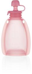 Zopa Silicone Refillable Baby Food Pouch tasakos püré 0 m+ Transparent Pink 120 ml