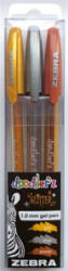 Zebra Zseléstoll készlet, 0, 33 mm, kupakos, 'Doodler`z Glitter', 3 különböző szín (TZ80775) (TZ80775)