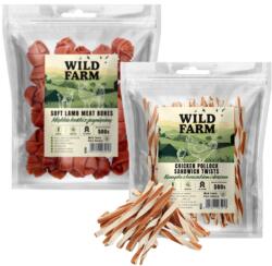 Wild Farm sandviș cu pui și cod 500 g gustare pentru câini + WILD FARM cuburi moi de miel 500 g gustare pentru câini