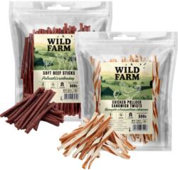 Wild Farm sandviș cu pui și cod 500 g gustare pentru câini + WILD FARM batoane de vită 500 g gustare pentru câini