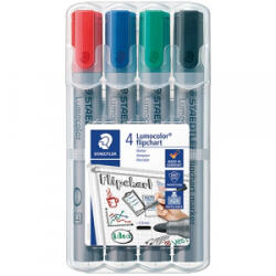 STAEDTLER Táblamarker Lumocolor flipchart kerek 4 db-os klt. (piros, kék, zöld, fekete) (356 WP4) (356 WP4)