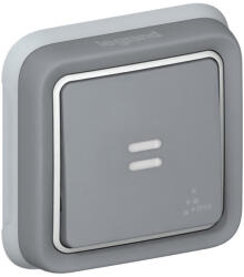 Legrand 069821 Plexo 55 süllyesztett 1P nyomó átkapcsoló N/C jelzőfénnyel, komplett, szürke (069821)