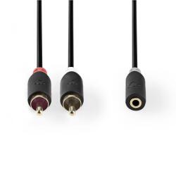 Nedis 2db RCA dugó - 3.5 mm-es aljzat sztereó audio kábel 0.2m fekete (CABW22255AT02) (CABW22255AT02)