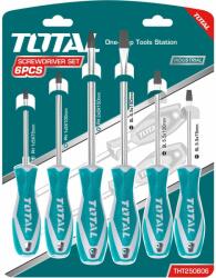 TOTAL Csavarhúzó készlet, 6 db, CrV, Industrial