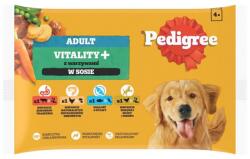 PEDIGREE Adult Vitality+ zöldségekkel 4x85 g nedves eledel teljes értékű felnőtt kutyák számára marhahússal és májjal, sárgarépával és borsóval, csirkével és burgonyával, hallal és sárgarépával, baromfival, sá