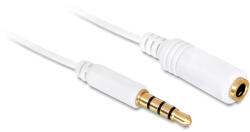 Delock audió toldó kábel, 4 pol. 3.5mm sztereó jack dugó/aljzat csatlakozókkal, Iphonehoz, fehér