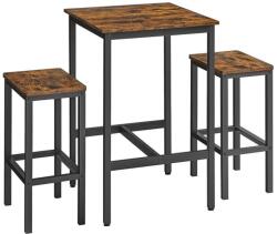 Euziel BARTIS bárasztal és 2 db bárszék szett, barna/fekete LBT017B01 (EZ0378)