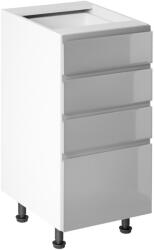 TEMPO KONDELA Dulap inferior, alb/gri extra lucios HG, AURORA D40S4