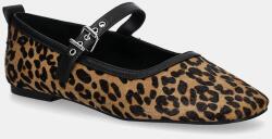 Tommy Jeans bőr balerina cipő MARYJANE LEOPARD BALLERINA - barna Női 39