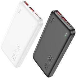 Külső akkumulátor, 10000mAh, két USB-A porttal, MicroUSB és USB-C tápegységgel, Ultra-Thin Design, HOCO J101, fehér