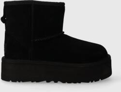 UGG gyerek hócipő velúrból CLASSIC MINI PLATFORM KIDS - fekete 33.5