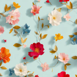 Takoy Prémium pamut NELA mini virágok real flowers light blue