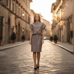 Ie traditionala Rochie din piele ecologica cappuccino