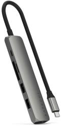 Satechi 6-in-1 USB-C Slim Multiport Adapter - alumínium USB-C mobil eszközadapter (USB-C, 2x USB-A, 4K HDMI, micro/SD kártyaolvasó) (szürke) (ST-P6SM)